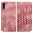 For Motorola Moto E7 Power Elephant Head Embossed Phone Leather Case with Lanyard(Pink) - 1