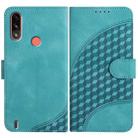 For Motorola Moto E7 Power Elephant Head Embossed Phone Leather Case with Lanyard(Light Blue) - 1