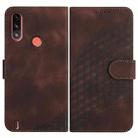 For Motorola Moto E7 Power Elephant Head Embossed Phone Leather Case with Lanyard(Coffee) - 1