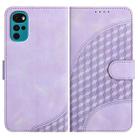 For Motorola Moto G22 Elephant Head Embossed Phone Leather Case with Lanyard(Light Purple) - 1