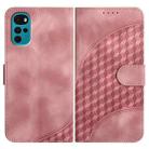For Motorola Moto G22 Elephant Head Embossed Phone Leather Case with Lanyard(Pink) - 1