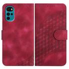 For Motorola Moto G22 Elephant Head Embossed Phone Leather Case with Lanyard(Rose Red) - 1