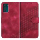 For Motorola Moto G42 Elephant Head Embossed Phone Leather Case with Lanyard(Rose Red) - 1