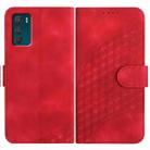 For Motorola Moto G42 Elephant Head Embossed Phone Leather Case with Lanyard(Red) - 1