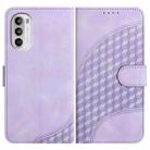 For Motorola Moto G52 Elephant Head Embossed Phone Leather Case with Lanyard(Light Purple) - 1