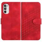 For Motorola Moto G52 Elephant Head Embossed Phone Leather Case with Lanyard(Red) - 1