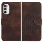 For Motorola Moto G52 Elephant Head Embossed Phone Leather Case with Lanyard(Coffee) - 1