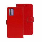 For Nokia G42 5G idewei Crazy Horse Texture Leather Phone Case with Holder(Red) - 1