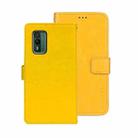 For Nokia XR21 idewei Crazy Horse Texture Leather Phone Case with Holder(Yellow) - 1