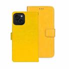 For iPhone 15 Pro Max idewei Crazy Horse Texture Leather Phone Case with Holder(Yellow) - 1