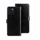 For iPhone 15 Pro Max idewei Crazy Horse Texture Leather Phone Case with Holder(Black) - 1