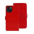For iPhone 15 Pro idewei Crazy Horse Texture Leather Phone Case with Holder(Red) - 1