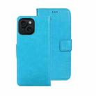 For iPhone 15 Pro idewei Crazy Horse Texture Leather Phone Case with Holder(Sky Blue) - 1