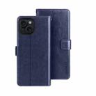For iPhone 15 Plus idewei Crazy Horse Texture Leather Phone Case with Holder(Blue) - 1