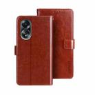 For OPPO A58 4G Global idewei Crazy Horse Texture Leather Phone Case with Holder(Brown) - 1