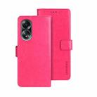 For OPPO A58 4G Global idewei Crazy Horse Texture Leather Phone Case with Holder(Rose Red) - 1