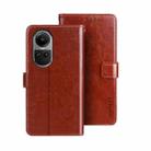 For OPPO Reno10 / Reno10 Pro Global idewei Crazy Horse Texture Leather Phone Case with Holder(Brown) - 1