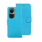 For OPPO Reno10 / Reno10 Pro Global idewei Crazy Horse Texture Leather Phone Case with Holder(Sky Blue) - 1