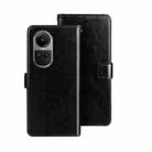 For OPPO Reno10 / Reno10 Pro Global idewei Crazy Horse Texture Leather Phone Case with Holder(Black) - 1