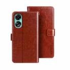 For OPPO A78 4G Global idewei Crazy Horse Texture Leather Phone Case with Holder(Brown) - 1