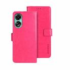 For OPPO A78 4G Global idewei Crazy Horse Texture Leather Phone Case with Holder(Rose Red) - 1