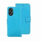 For OPPO A38 4G idewei Crazy Horse Texture Leather Phone Case with Holder(Sky Blue) - 1