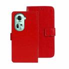 For OPPO Reno11 5G Global idewei Crazy Horse Texture Leather Phone Case with Holder(Red) - 1