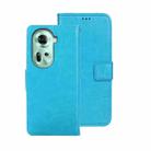 For OPPO Reno11 5G Global idewei Crazy Horse Texture Leather Phone Case with Holder(Sky Blue) - 1