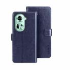 For OPPO Reno11 5G Global idewei Crazy Horse Texture Leather Phone Case with Holder(Blue) - 1