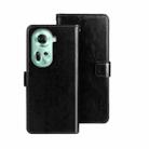For OPPO Reno11 5G Global idewei Crazy Horse Texture Leather Phone Case with Holder(Black) - 1