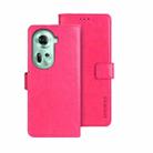 For OPPO Reno11 5G Global idewei Crazy Horse Texture Leather Phone Case with Holder(Rose Red) - 1