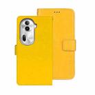 For OPPO Reno11 Pro 5G Global idewei Crazy Horse Texture Leather Phone Case with Holder(Yellow) - 1