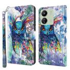 For Xiaomi Redmi 13C 5G / 4G 3D Painting Pattern Flip Leather Phone Case(Watercolor Owl) - 1