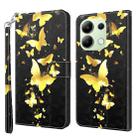 For Xiaomi Redmi Note 13 4G 3D Painting Pattern Flip Leather Phone Case(Gold Butterfly) - 1