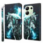 For Xiaomi Redmi Note 13 4G 3D Painting Pattern Flip Leather Phone Case(Wolf) - 1