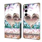 For Samsung Galaxy S24 5G Crystal 3D Shockproof Protective Leather Phone Case(Pink Diamond Heart) - 1