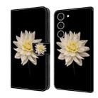 For Samsung Galaxy S24 5G Crystal 3D Shockproof Protective Leather Phone Case(White Flower) - 1
