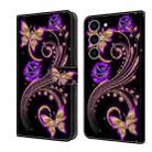 For Samsung Galaxy S24 5G Crystal 3D Shockproof Protective Leather Phone Case(Purple Flower Butterfly) - 1