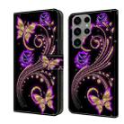 For Samsung Galaxy S24 Ultra 5G Crystal 3D Shockproof Protective Leather Phone Case(Purple Flower Butterfly) - 1