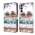 For Samsung Galaxy A25 5G Crystal 3D Shockproof Protective Leather Phone Case(Pink Diamond Heart) - 1