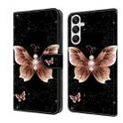 For Samsung Galaxy A35 5G Crystal 3D Shockproof Protective Leather Phone Case(Pink Diamond Butterfly) - 1