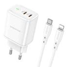 Borofone BN9 Reacher PD 35W USB-C / Type-C Dual Ports Charger Set with Type-C to 8 Pin Cable, EU Plug(White) - 1