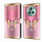 For Honor Magic5 Pro Crystal 3D Shockproof Protective Leather Phone Case(Pink Bottom Butterfly) - 1