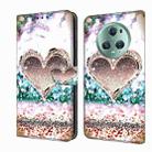 For Honor Magic5 Pro Crystal 3D Shockproof Protective Leather Phone Case(Pink Diamond Heart) - 1