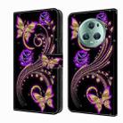 For Honor Magic5 Pro Crystal 3D Shockproof Protective Leather Phone Case(Purple Flower Butterfly) - 1