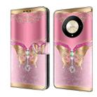 For Honor Magic6 Lite Crystal 3D Shockproof Protective Leather Phone Case(Pink Bottom Butterfly) - 1