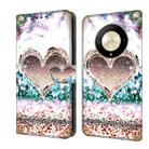 For Honor Magic6 Lite Crystal 3D Shockproof Protective Leather Phone Case(Pink Diamond Heart) - 1