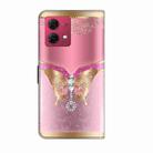 For Motorola Moto G84 Crystal 3D Shockproof Protective Leather Phone Case(Pink Bottom Butterfly) - 3