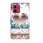 For Motorola Moto G84 Crystal 3D Shockproof Protective Leather Phone Case(Pink Diamond Heart) - 3