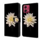 For Motorola Moto G84 Crystal 3D Shockproof Protective Leather Phone Case(White Flower) - 1